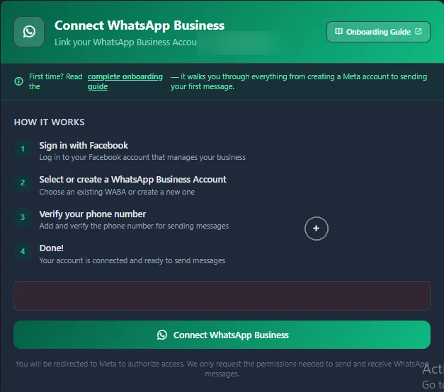 Connect पेज — "How it works" झलक