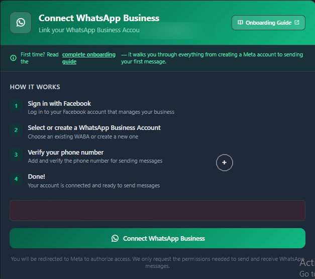The connect page — "How it works" preview