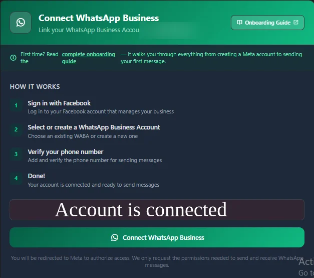 MessageBhejo — "Account is connected"