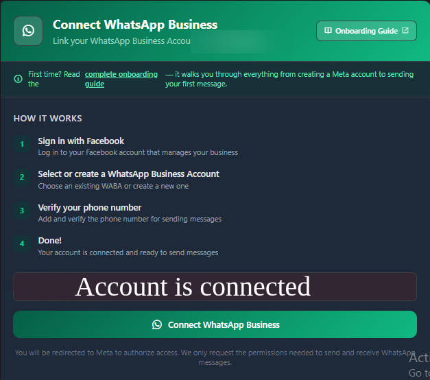 MessageBhejo — "Account is connected"