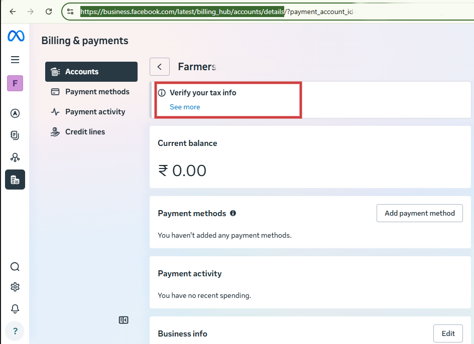 Billing hub — Verify your tax info → See more